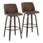 Toriano 30 Mid-Century Modern Espresso Swivel Barstools (Set of 2) 12 Toriano 30 Mid-Century Modern Espresso Swivel Barstools (Set of 2)