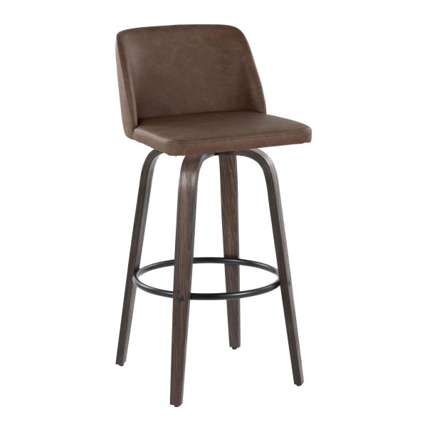 Toriano 30 Mid Century Modern Espresso Swivel Barstools Set of 2 3