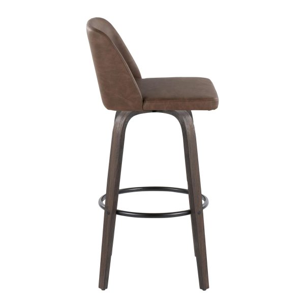 Toriano 30 Mid Century Modern Espresso Swivel Barstools Set of 2 4