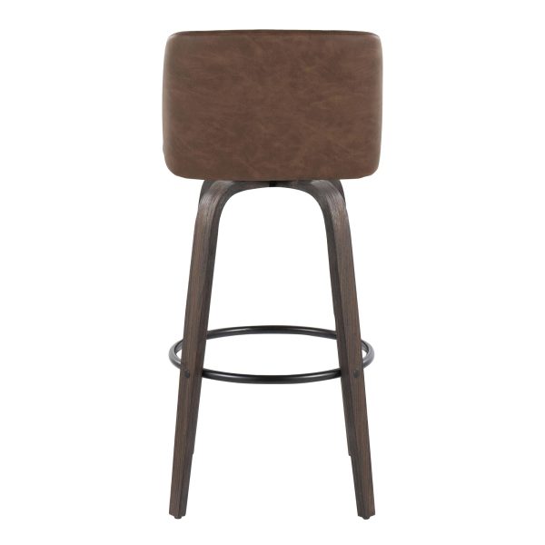 Toriano 30 Mid Century Modern Espresso Swivel Barstools Set of 2 6