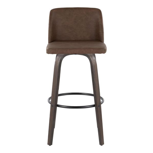 Toriano 30 Mid Century Modern Espresso Swivel Barstools Set of 2 7