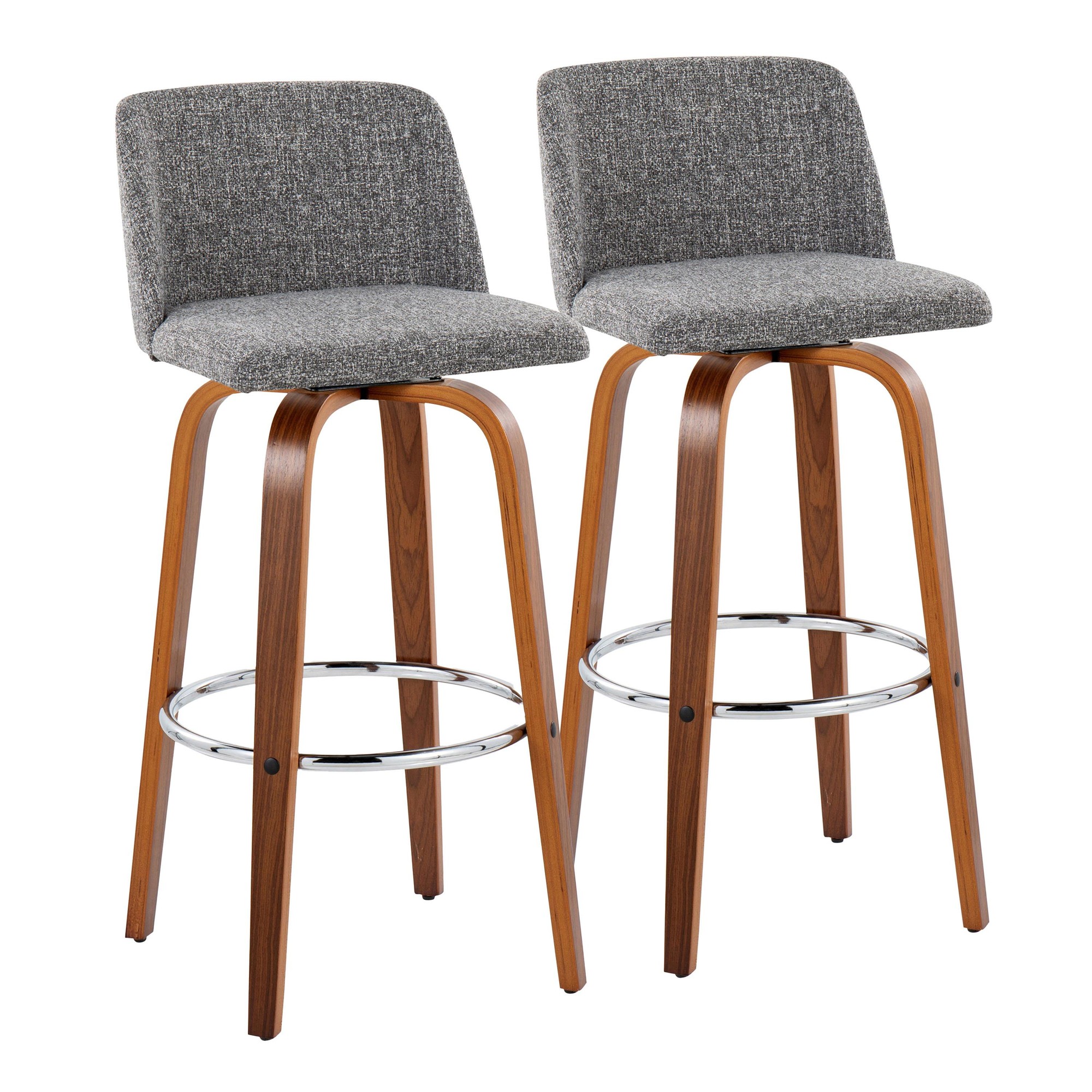 Toriano 30" Mid-Century Modern Swivel Barstool in Walnut (Set of 2) (Set of 2) 11 Toriano 30" Mid-Century Modern Swivel Barstool in Walnut (Set of 2) (Set of 2) - Image 11