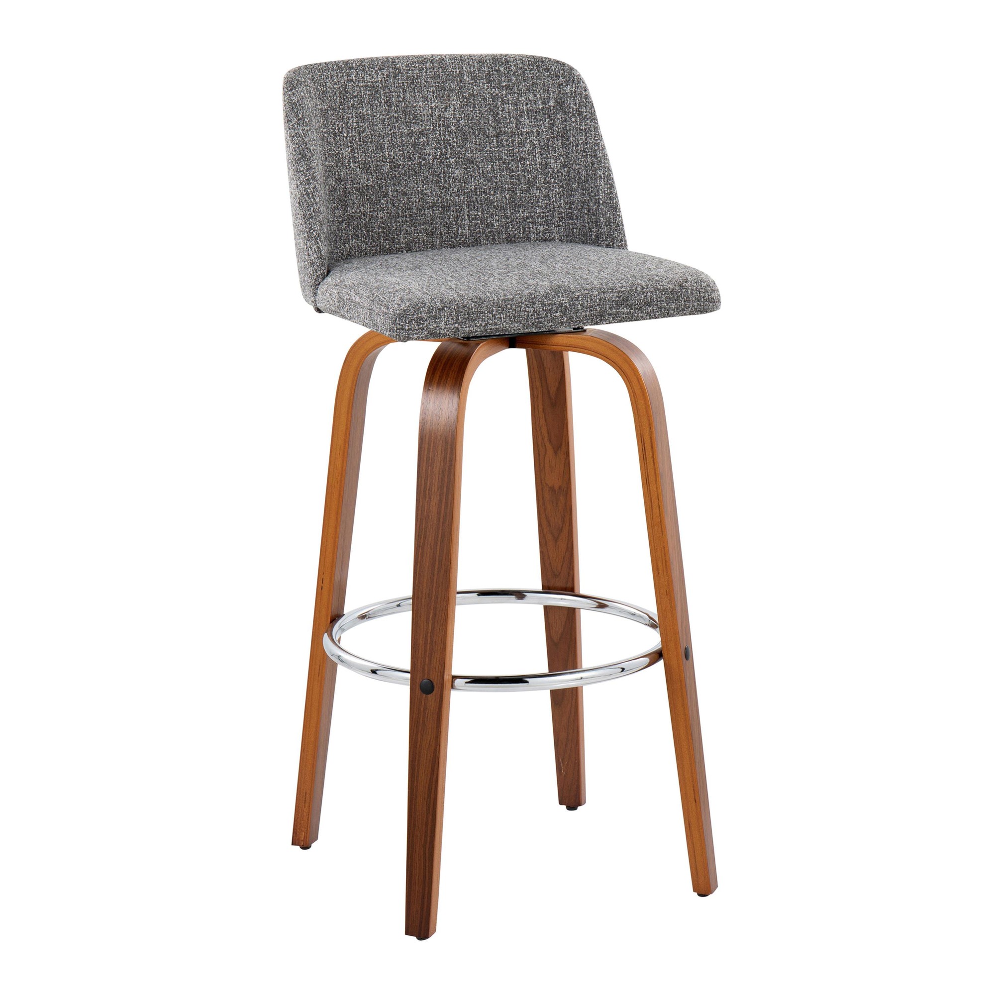 Toriano 30" Mid-Century Modern Swivel Barstool in Walnut (Set of 2) (Set of 2) 6 Toriano 30" Mid-Century Modern Swivel Barstool in Walnut (Set of 2) (Set of 2) - Image 6
