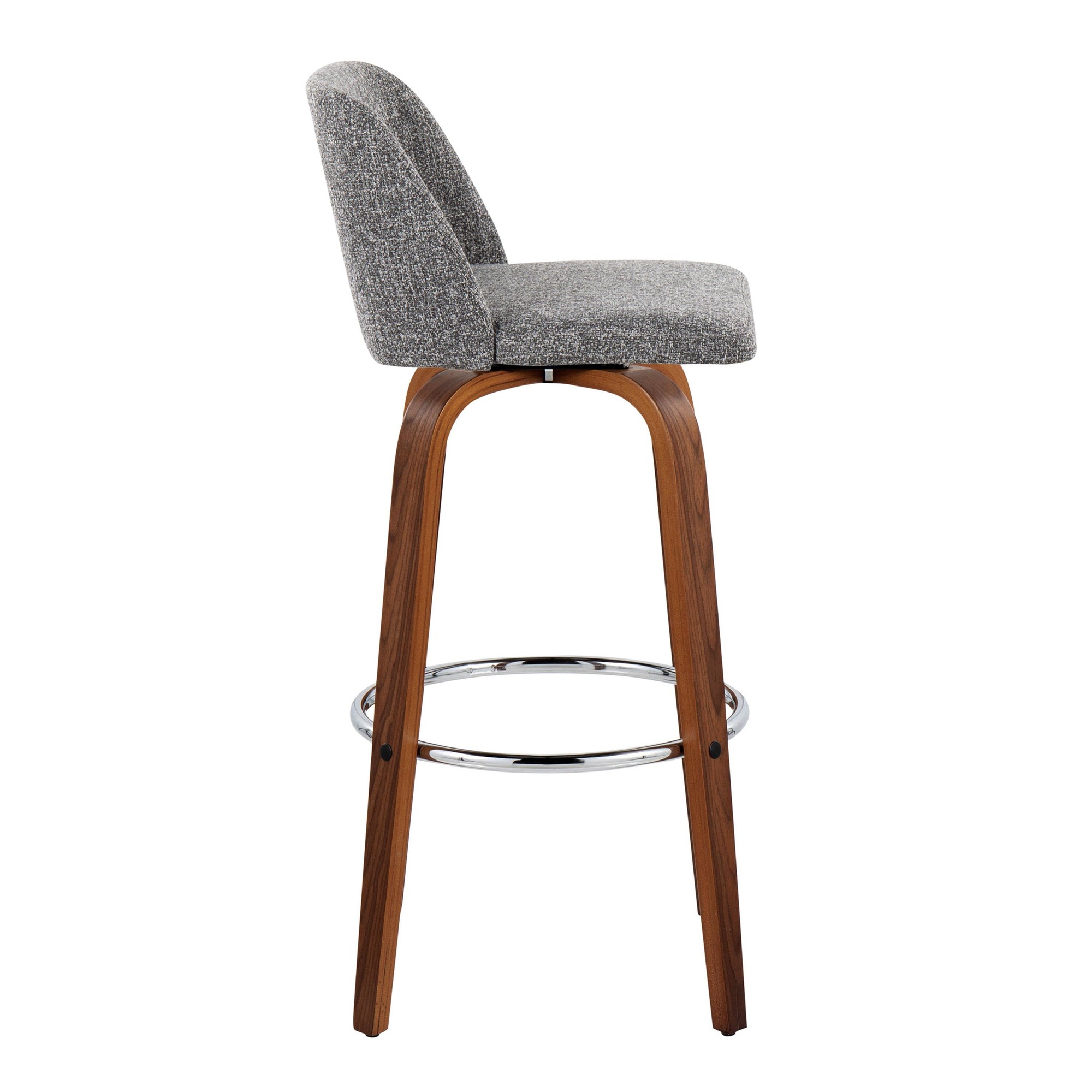 Toriano 30" Mid-Century Modern Swivel Barstool in Walnut (Set of 2) (Set of 2) 7 Toriano 30" Mid-Century Modern Swivel Barstool in Walnut (Set of 2) (Set of 2) - Image 7