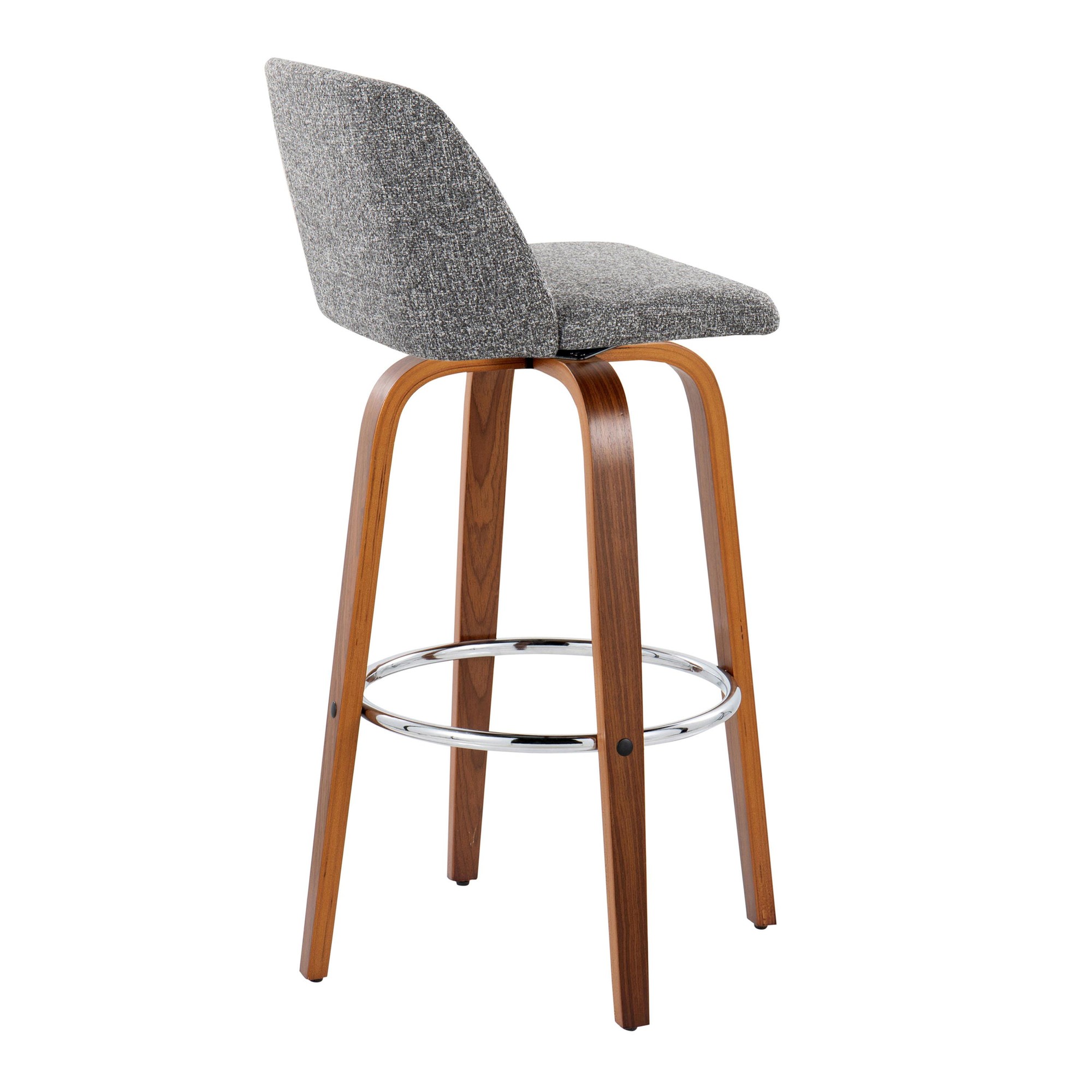 Toriano 30" Mid-Century Modern Swivel Barstool in Walnut (Set of 2) (Set of 2) 8 Toriano 30" Mid-Century Modern Swivel Barstool in Walnut (Set of 2) (Set of 2) - Image 8