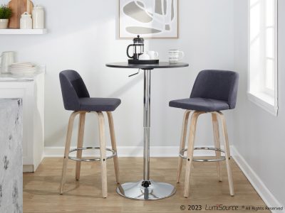 Toriano 30 Whitewashed Wood and Blue Contemporary Swivel Barstool (Set of 2)