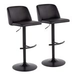 Toriano Black Faux Leather Contemporary Adjustable Bar Stools (Set of 2) 12 Toriano Black Faux Leather Contemporary Adjustable Bar Stools (Set of 2)