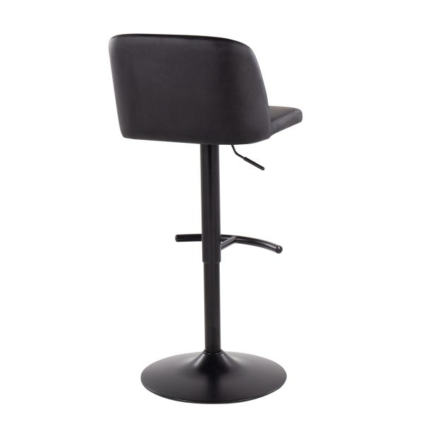 Toriano Black Faux Leather Contemporary Adjustable Bar Stools Set of 2 4