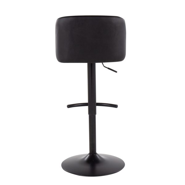 Toriano Black Faux Leather Contemporary Adjustable Bar Stools Set of 2 5