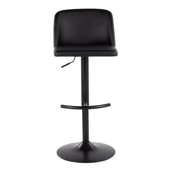 Toriano Black Faux Leather Contemporary Adjustable Bar Stools Set of 2 6