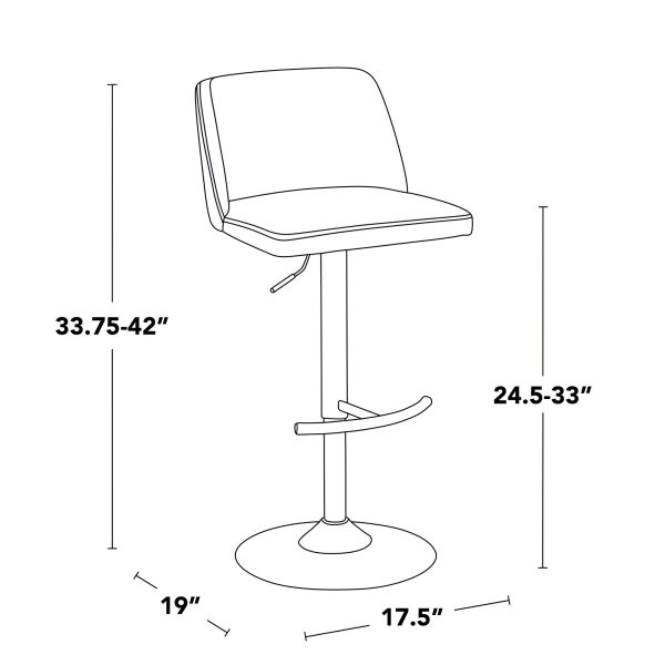 Toriano Black Faux Leather Contemporary Adjustable Bar Stools Set of 2 8