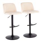 Toriano Black Steel Cream Faux Leather Contemporary Bar Stools (Set of 2) 12 Toriano Black Steel Cream Faux Leather Contemporary Bar Stools (Set of 2)