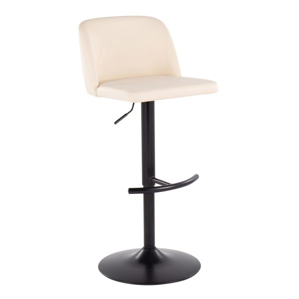 Toriano Black Steel Cream Faux Leather Contemporary Bar Stools Set of 2 2