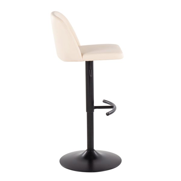 Toriano Black Steel Cream Faux Leather Contemporary Bar Stools Set of 2 3