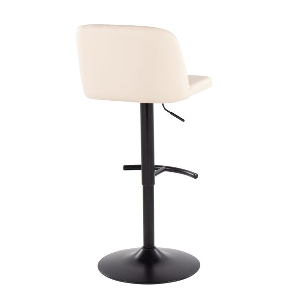 Toriano Black Steel Cream Faux Leather Contemporary Bar Stools Set of 2 4