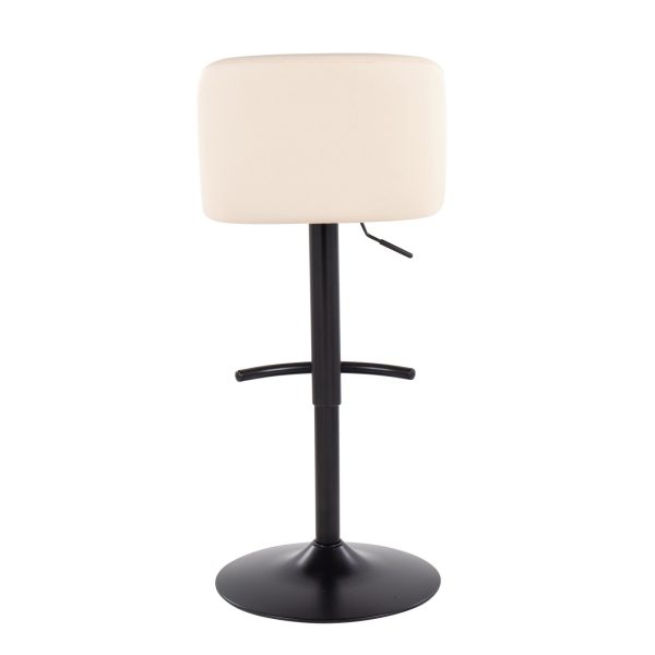Toriano Black Steel Cream Faux Leather Contemporary Bar Stools Set of 2 5