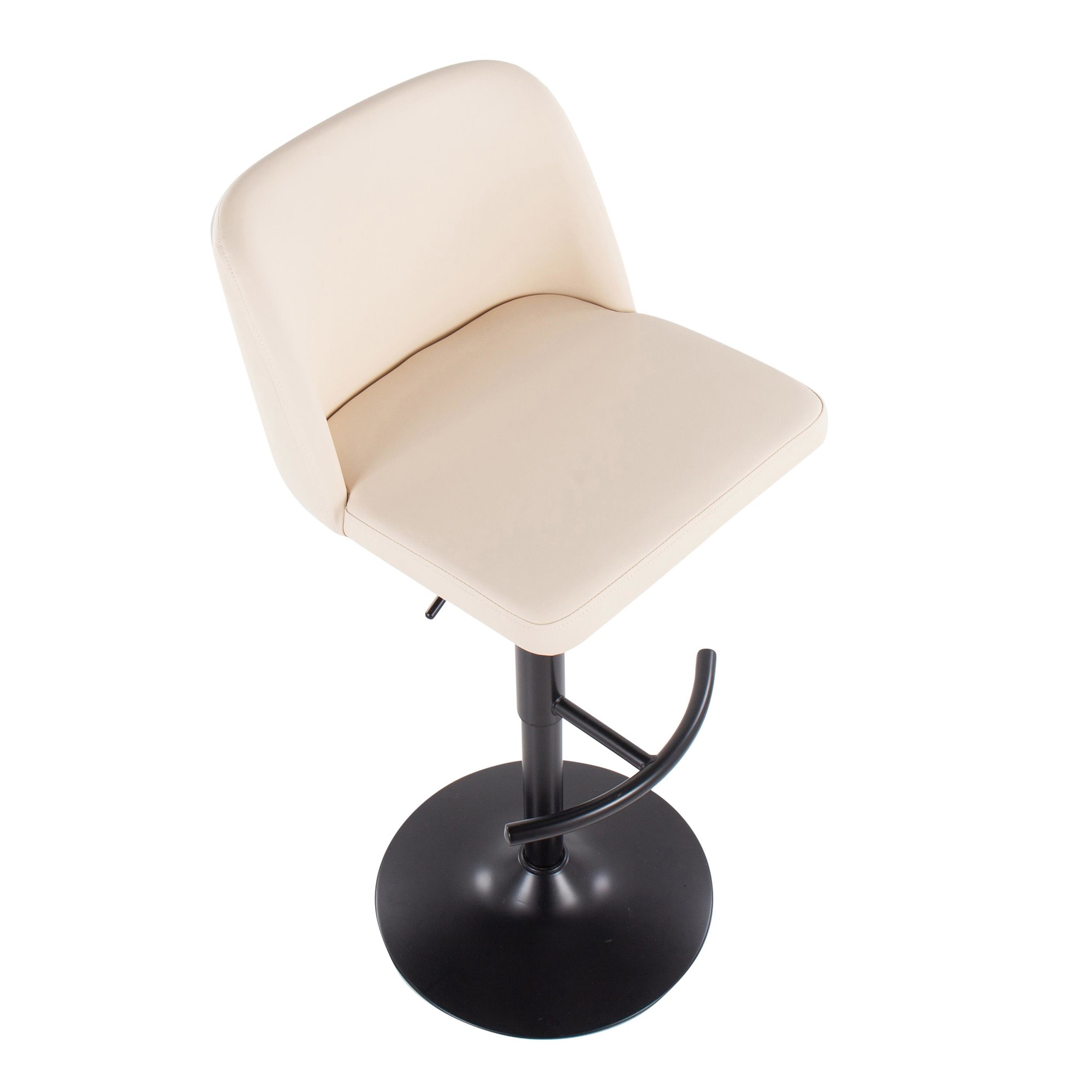 Toriano Black Steel Cream Faux Leather Contemporary Bar Stools (Set of 2) 8 Toriano Black Steel Cream Faux Leather Contemporary Bar Stools (Set of 2) - Image 8