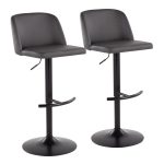 Toriano Black Steel Grey Faux Leather Contemporary Bar Stools (Set of 2) 12 Toriano Black Steel Grey Faux Leather Contemporary Bar Stools (Set of 2)