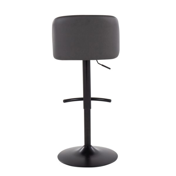 Toriano Black Steel Grey Faux Leather Contemporary Bar Stools Set of 2 5