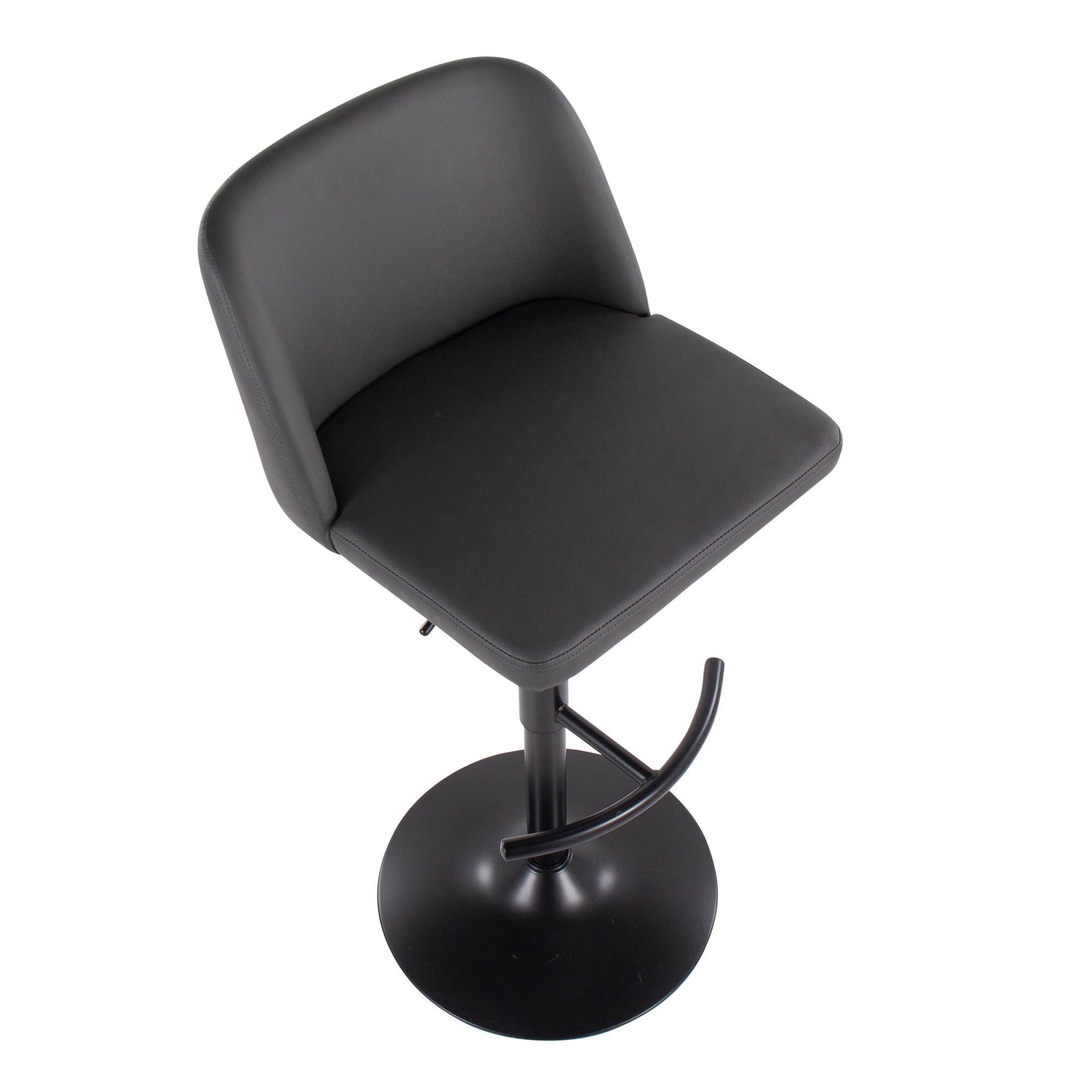 Toriano Black Steel Grey Faux Leather Contemporary Bar Stools (Set of 2) 8 Toriano Black Steel Grey Faux Leather Contemporary Bar Stools (Set of 2) - Image 8