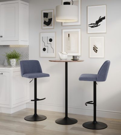 Toriano Blue Contemporary Adjustable Swivel Barstool (Set of 2)
