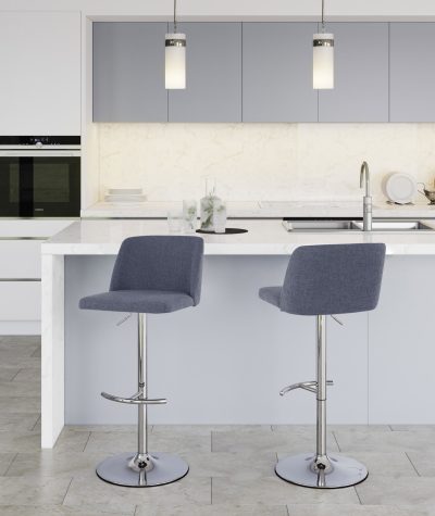Toriano Blue Contemporary Swivel Adjustable Barstool Set (Set of 2)
