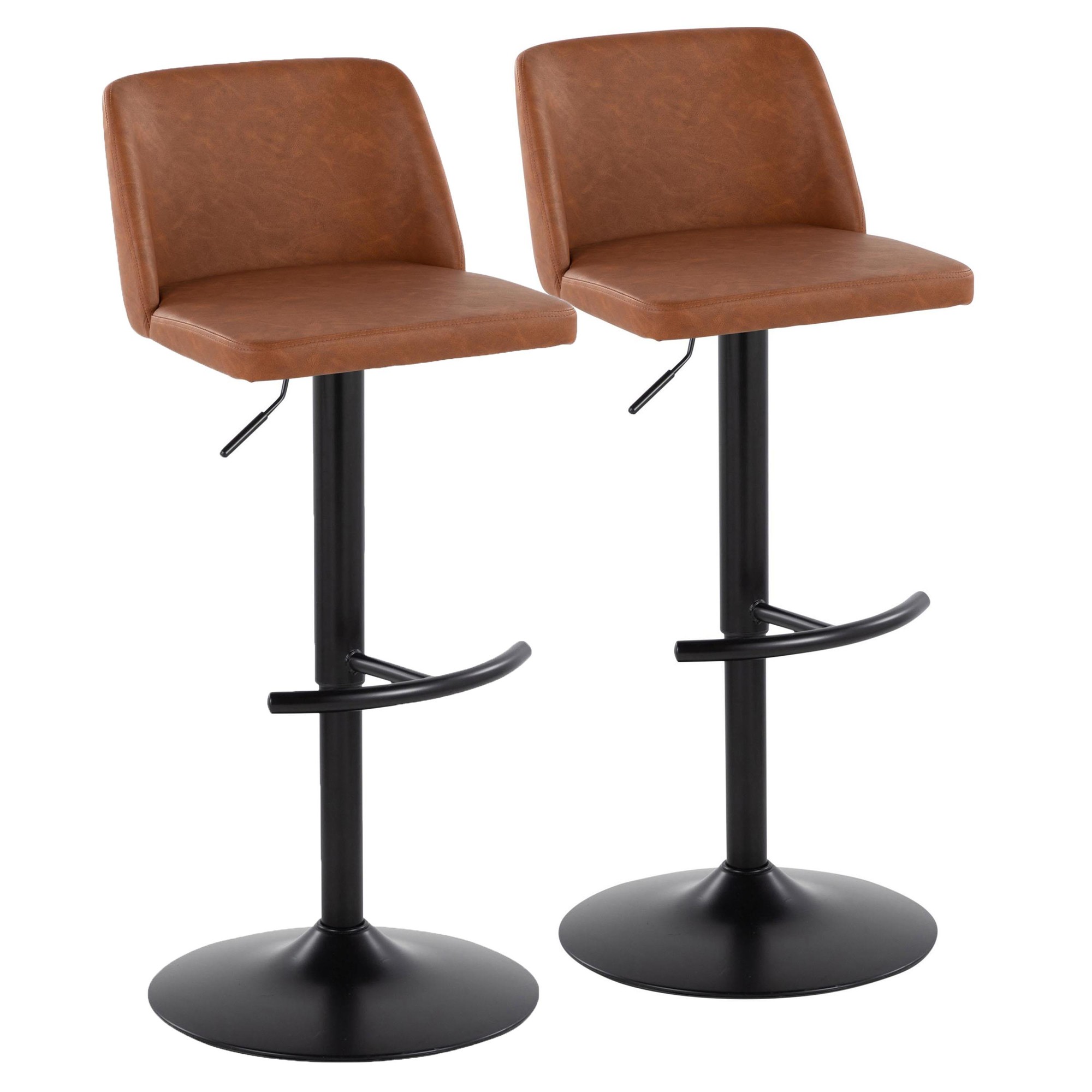 Toriano Camel Contemporary Adjustable Swivel Barstool with Footrest (Set of 2) 2 Toriano Camel Contemporary Adjustable Swivel Barstool with Footrest (Set of 2) - Image 2