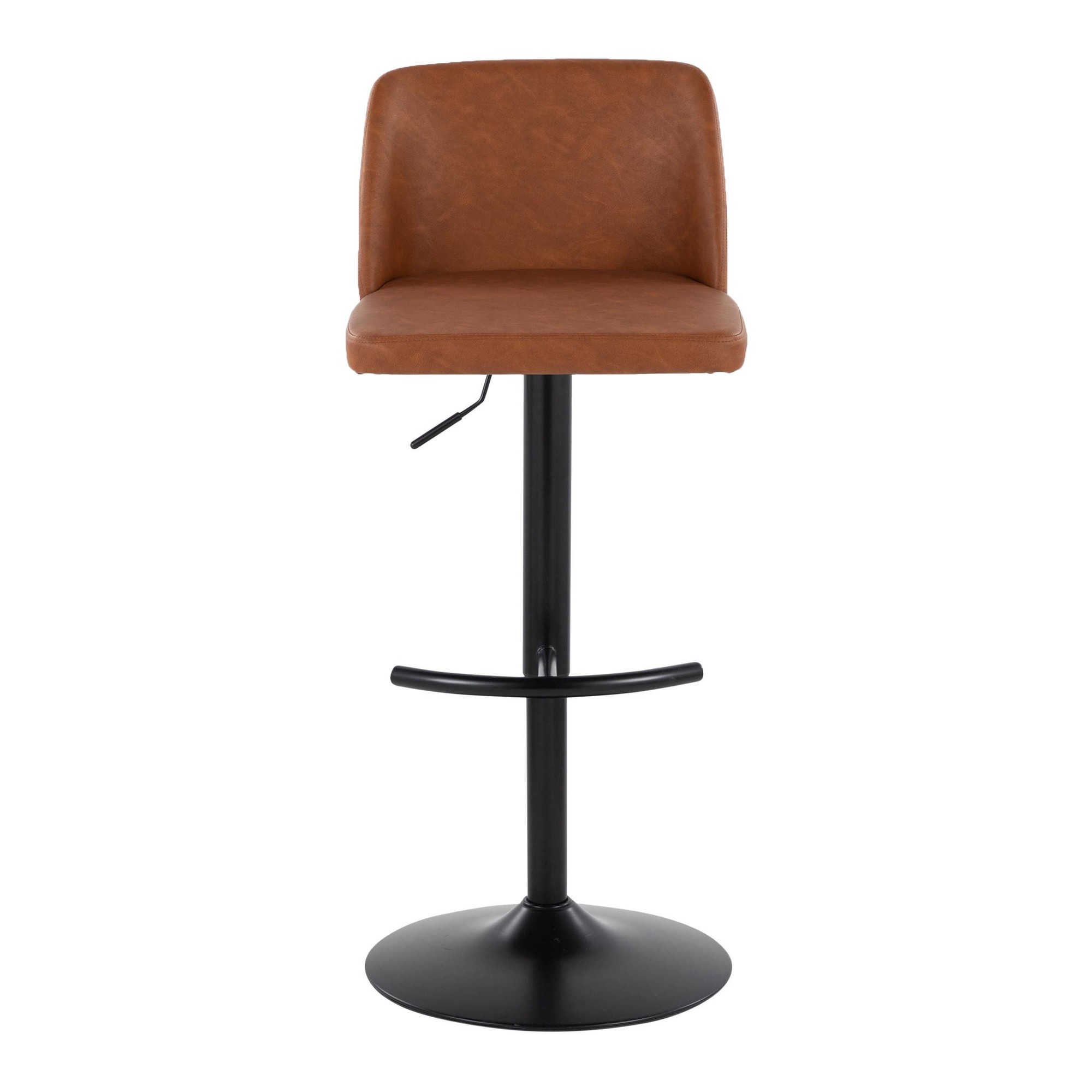 Toriano Camel Contemporary Adjustable Swivel Barstool with Footrest (Set of 2) 7 Toriano Camel Contemporary Adjustable Swivel Barstool with Footrest (Set of 2) - Image 7