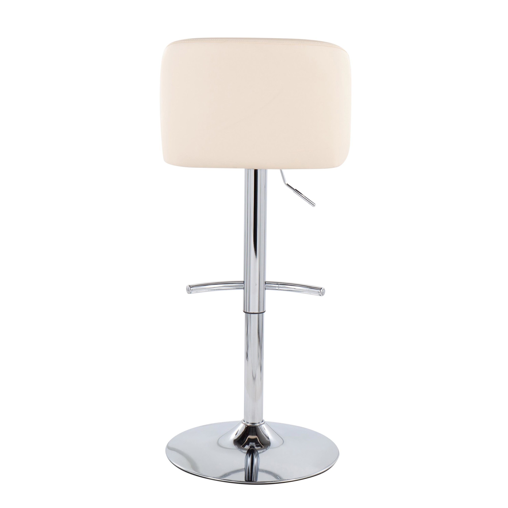 Toriano Chrome Cream Contemporary Adjustable Swivel Bar Stools (Set of 2) 6 Toriano Chrome Cream Contemporary Adjustable Swivel Bar Stools (Set of 2) - Image 6