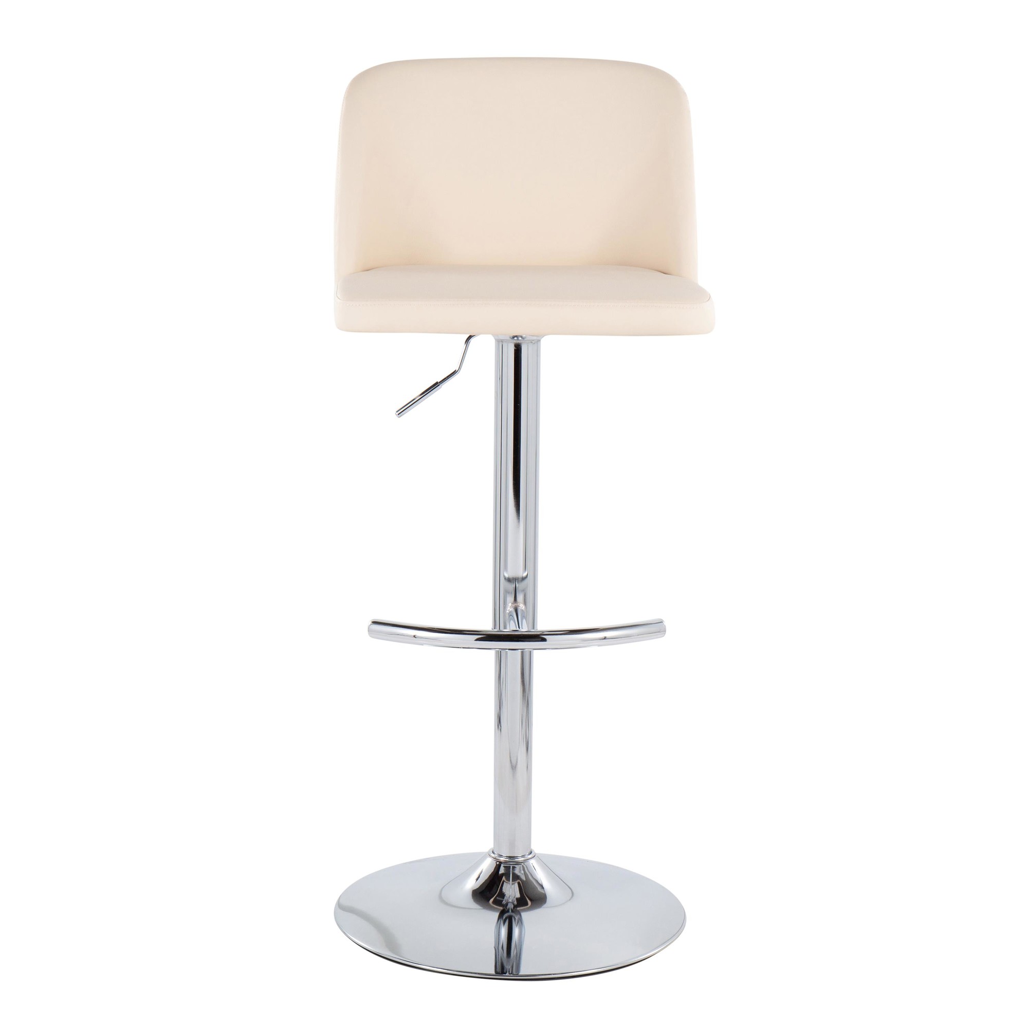 Toriano Chrome Cream Contemporary Adjustable Swivel Bar Stools (Set of 2) 7 Toriano Chrome Cream Contemporary Adjustable Swivel Bar Stools (Set of 2) - Image 7