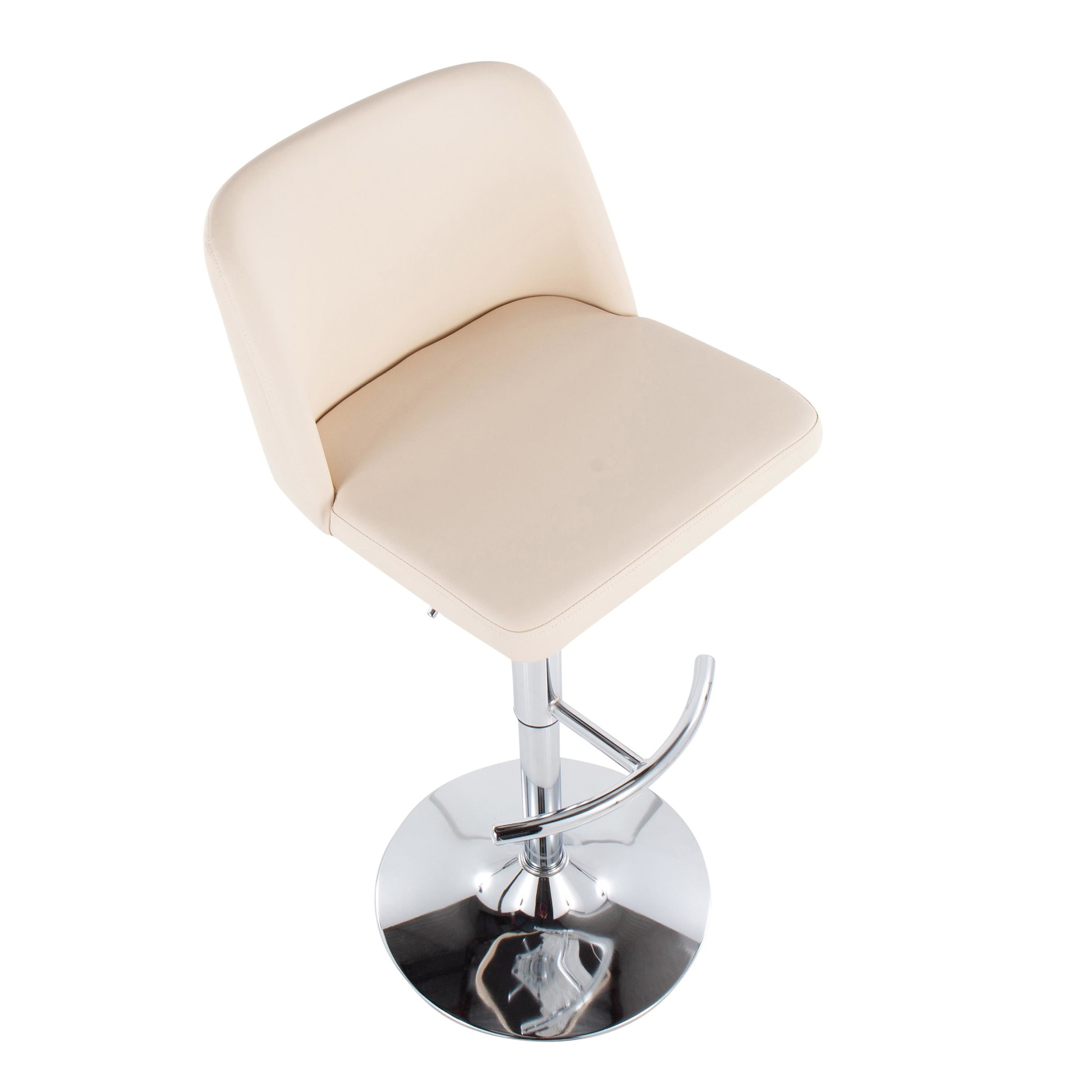 Toriano Chrome Cream Contemporary Adjustable Swivel Bar Stools (Set of 2) 8 Toriano Chrome Cream Contemporary Adjustable Swivel Bar Stools (Set of 2) - Image 8