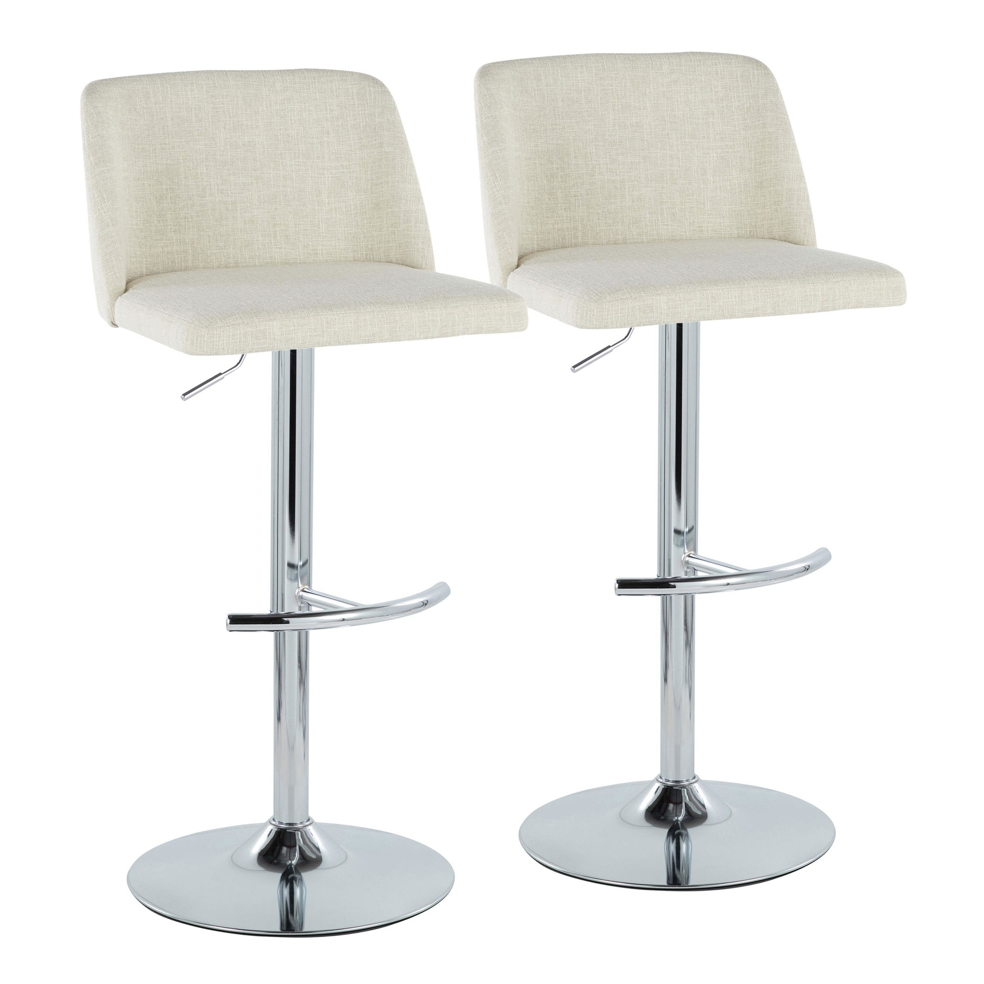 Toriano Cream Contemporary Adjustable Swivel Barstool Set (Set of 2) 2 Toriano Cream Contemporary Adjustable Swivel Barstool Set (Set of 2) - Image 2