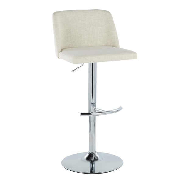 Toriano Cream Contemporary Adjustable Swivel Barstool Set Set of 2 2