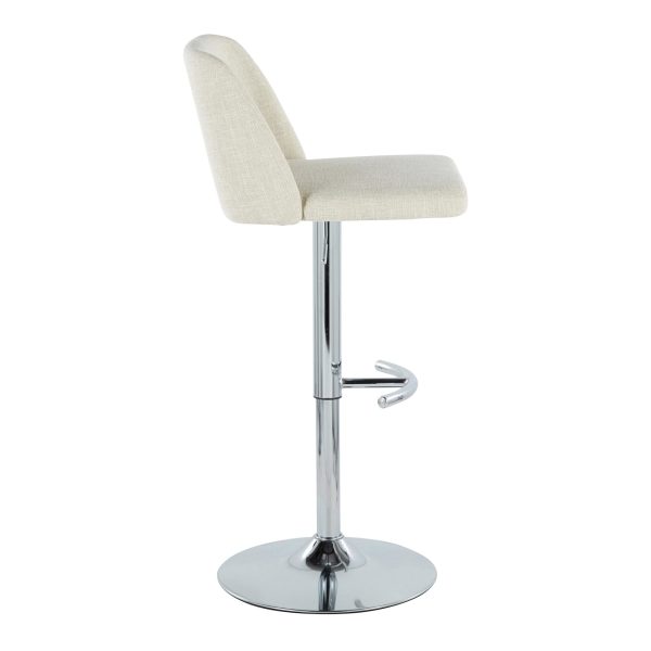 Toriano Cream Contemporary Adjustable Swivel Barstool Set Set of 2 3