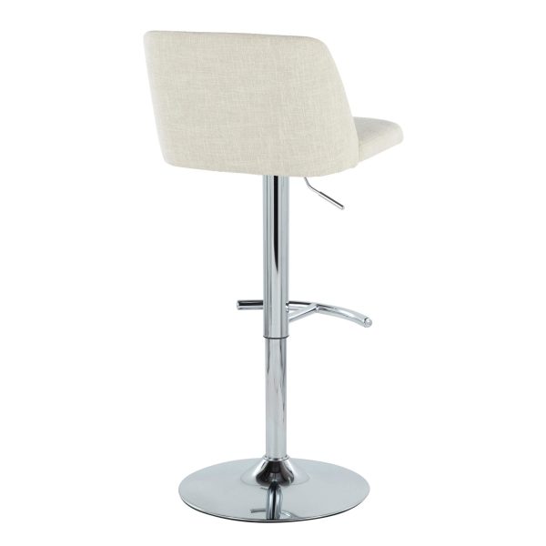 Toriano Cream Contemporary Adjustable Swivel Barstool Set Set of 2 4