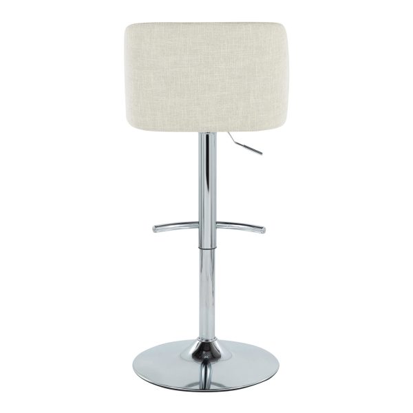 Toriano Cream Contemporary Adjustable Swivel Barstool Set Set of 2 5
