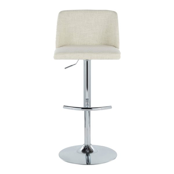 Toriano Cream Contemporary Adjustable Swivel Barstool Set Set of 2 6