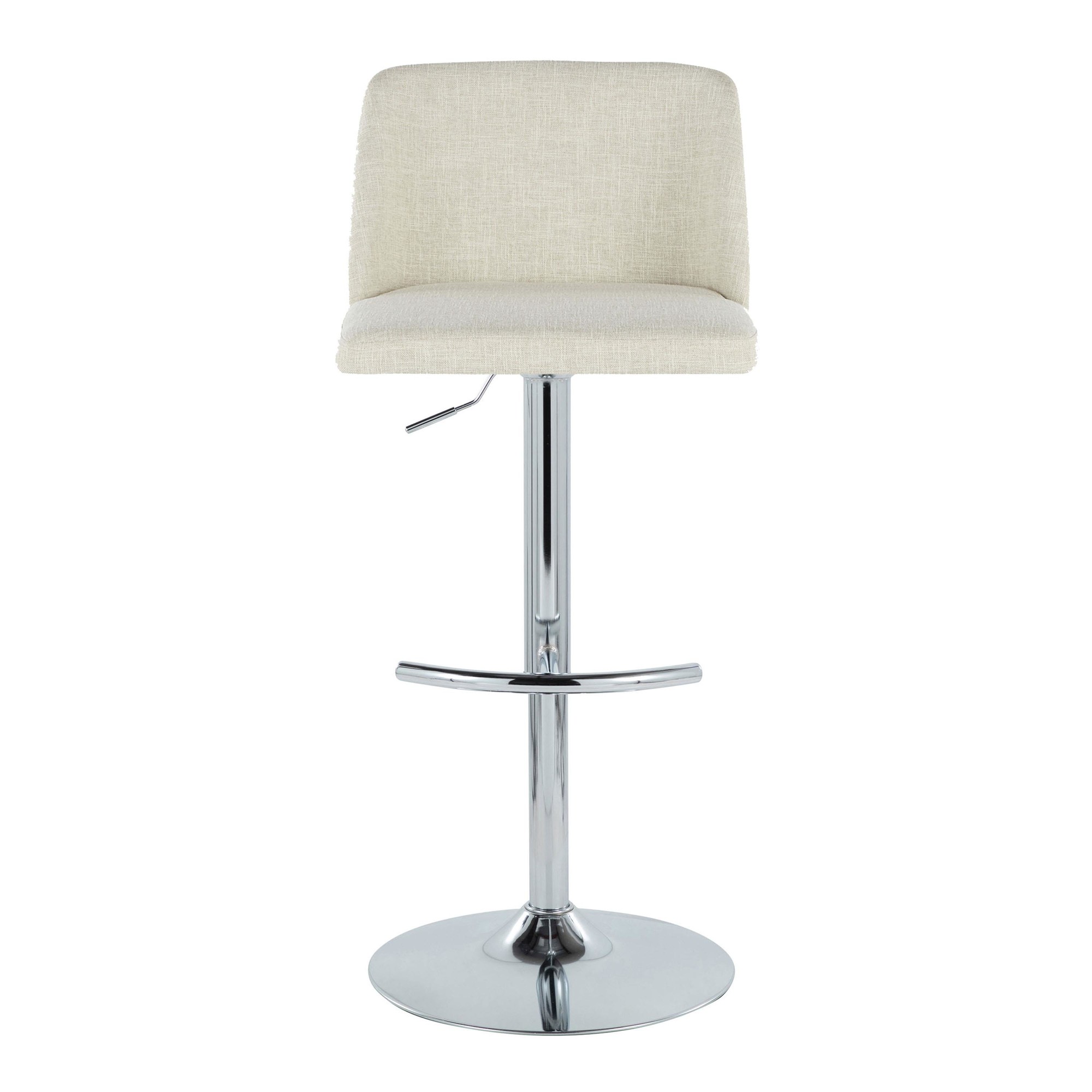 Toriano Cream Contemporary Adjustable Swivel Barstool Set (Set of 2) 7 Toriano Cream Contemporary Adjustable Swivel Barstool Set (Set of 2) - Image 7