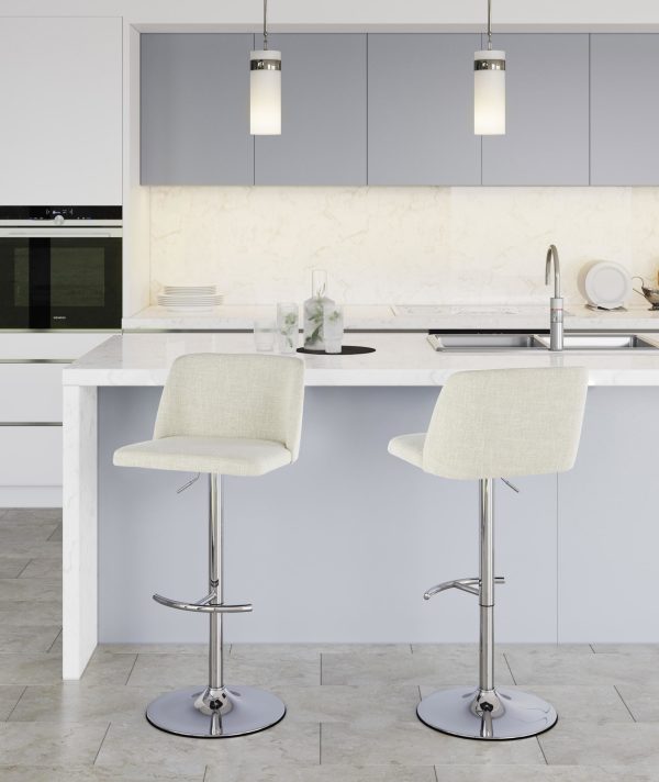 Toriano Cream Contemporary Adjustable Swivel Barstool Set Set of 2