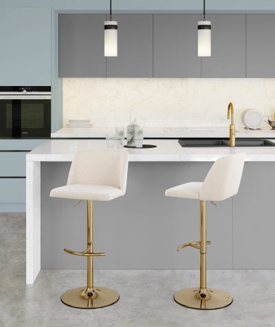 Toriano Cream Noise Contemporary Adjustable Swivel Barstools (Set of 2)