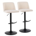 Toriano Cream Noise Fabric Contemporary Adjustable Swivel Barstool (Set of 2) 10 Toriano Cream Noise Fabric Contemporary Adjustable Swivel Barstool (Set of 2)