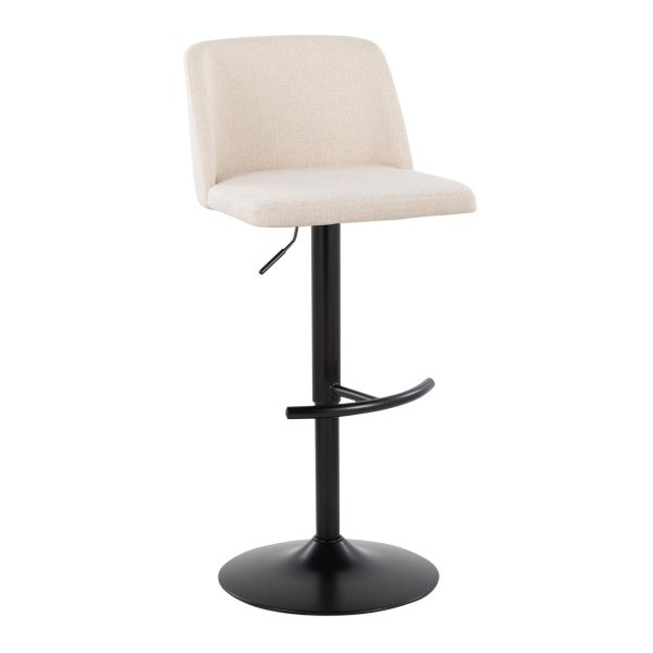 Toriano Cream Noise Fabric Contemporary Adjustable Swivel Barstool Set of 2 2