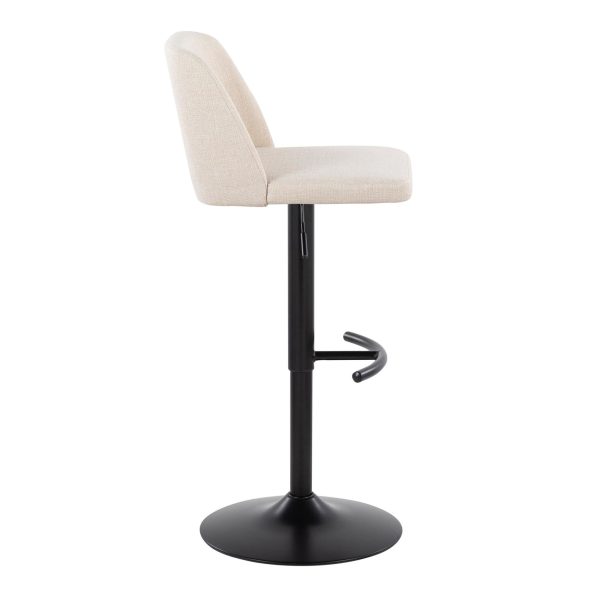 Toriano Cream Noise Fabric Contemporary Adjustable Swivel Barstool Set of 2 3