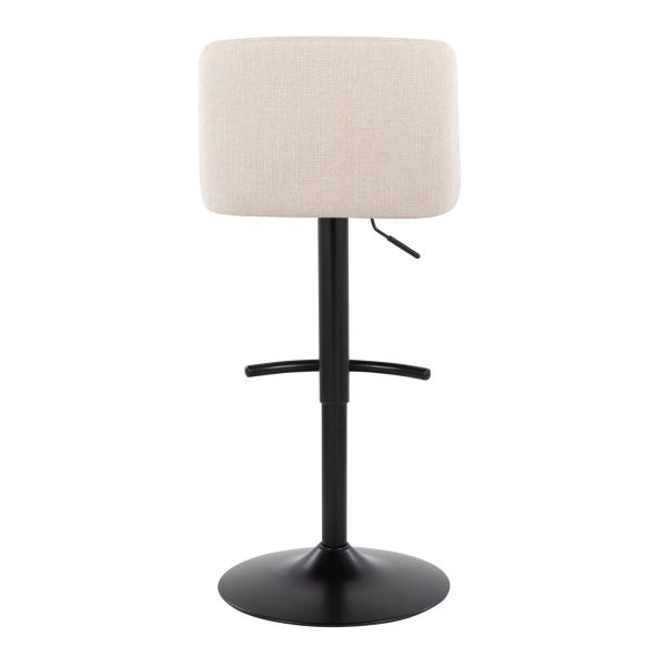 Toriano Cream Noise Fabric Contemporary Adjustable Swivel Barstool Set of 2 5