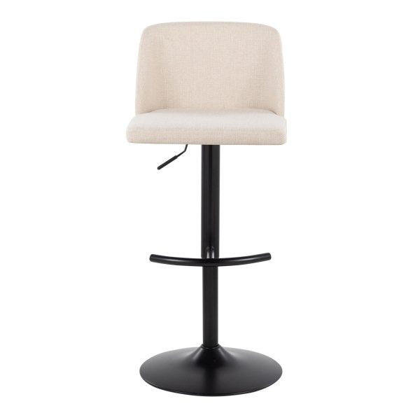 Toriano Cream Noise Fabric Contemporary Adjustable Swivel Barstool Set of 2 6
