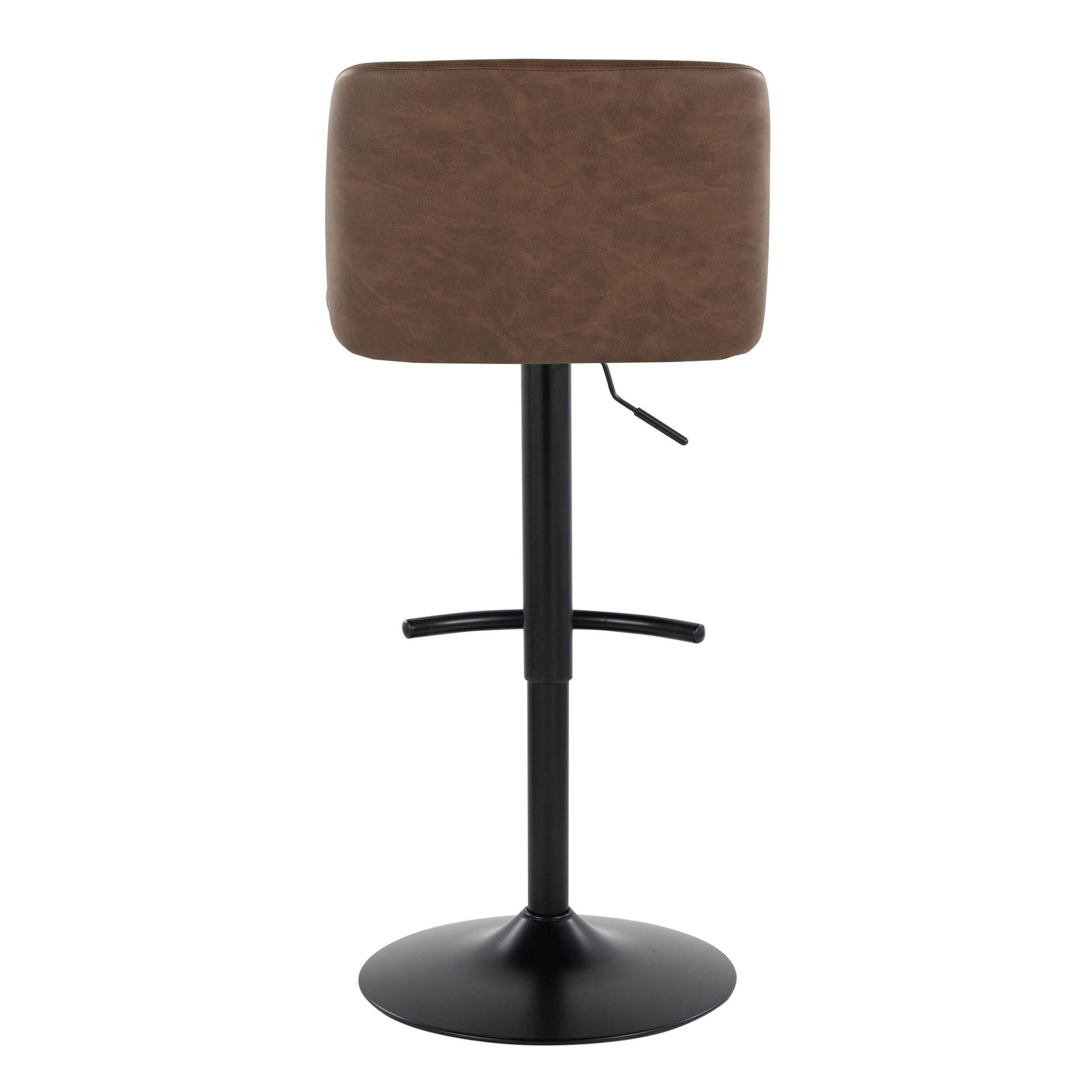 Toriano Espresso Faux Leather Contemporary Adjustable Bar Stools (Set of 2) 7 Toriano Espresso Faux Leather Contemporary Adjustable Bar Stools (Set of 2) - Image 7