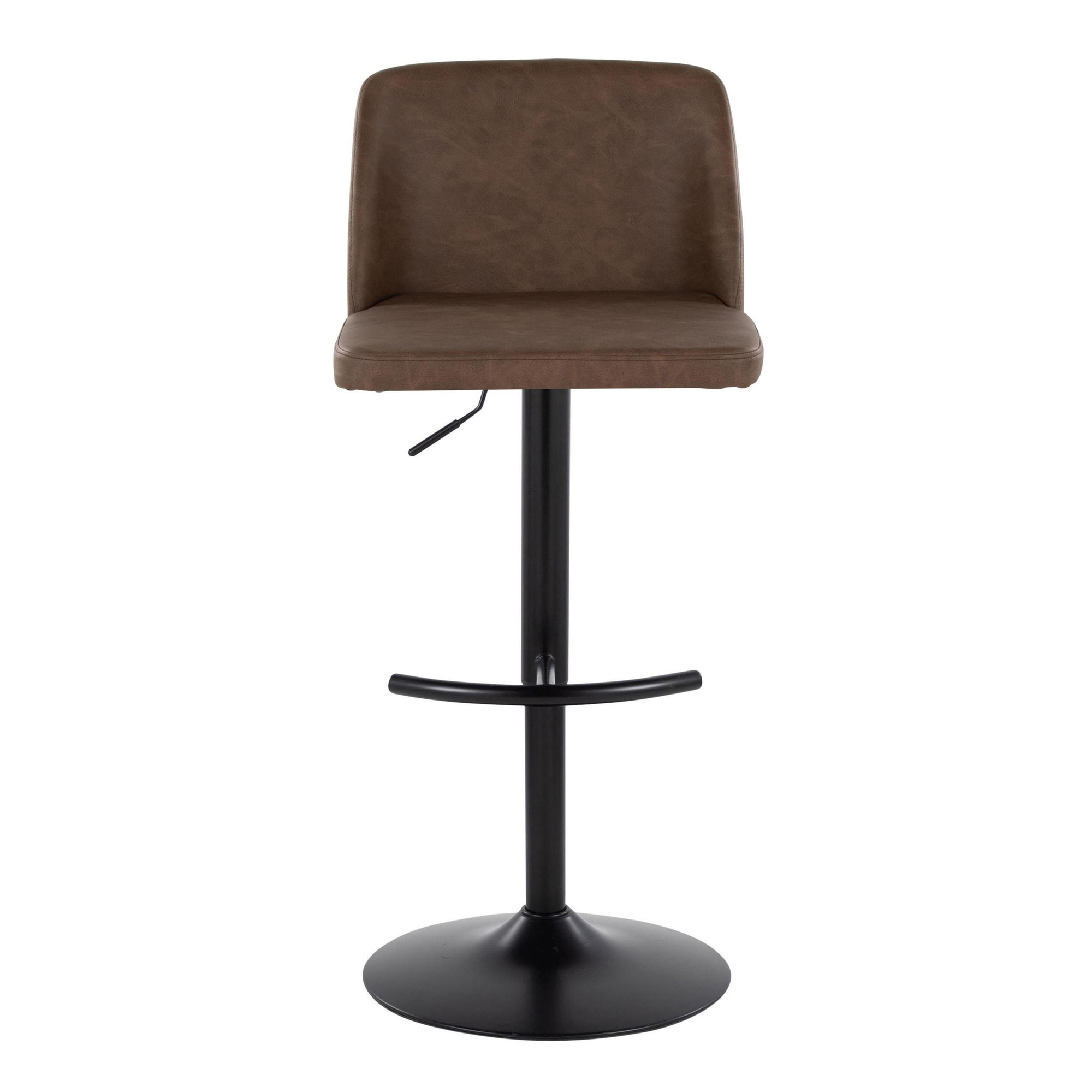 Toriano Espresso Faux Leather Contemporary Adjustable Bar Stools (Set of 2) 8 Toriano Espresso Faux Leather Contemporary Adjustable Bar Stools (Set of 2) - Image 8