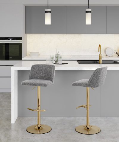 Toriano Grey Swivel Contemporary Adjustable Barstools (Set of 2)