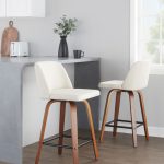 Toriano Mid-Century Modern Cream Fabric Counter Stools (Set of 2) (Set of 2) 15 Toriano Mid-Century Modern Cream Fabric Counter Stools (Set of 2) (Set of 2)