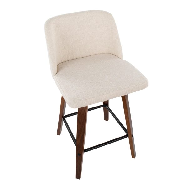 Toriano Mid Century Modern Cream Fabric Counter Stools Set of 2 Set of 2 10